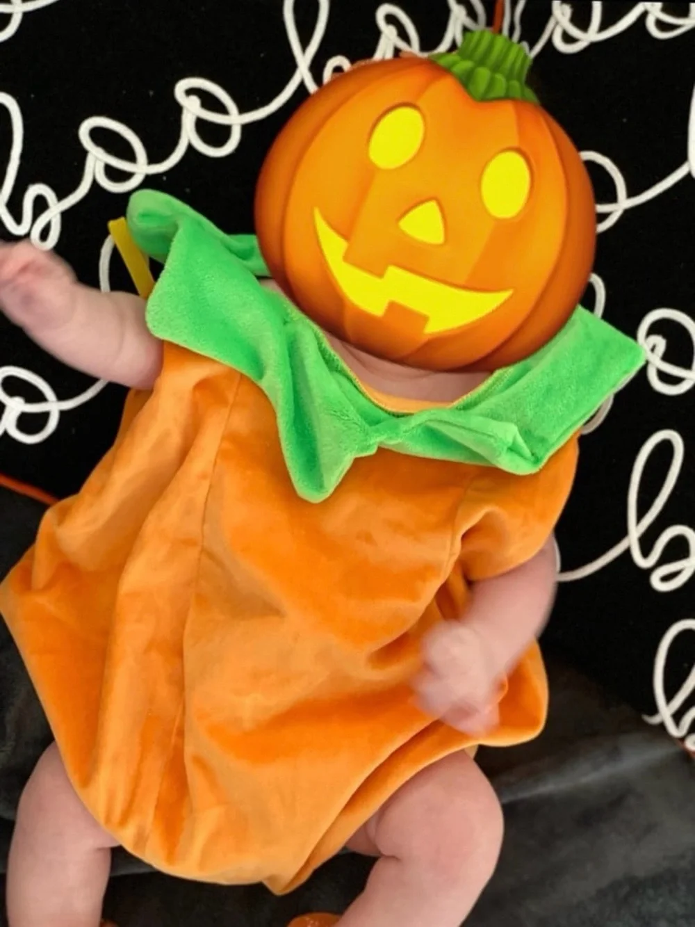 Baby Orange & Green Pumpkin Halloween Costume Romper size 3-6 months